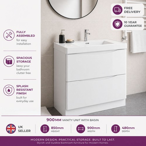 900mm white gloss - white,