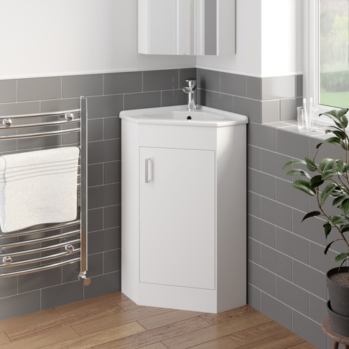 White corner vanity unit - white,