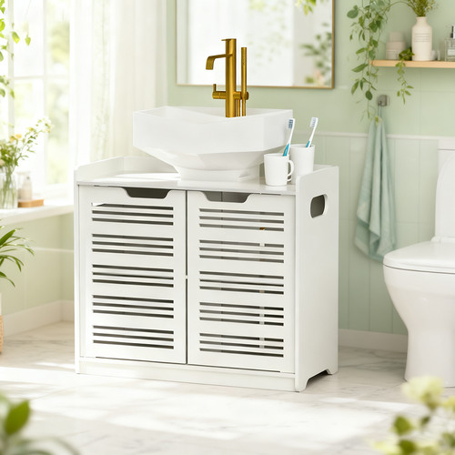 White stylish bathroom - white, cabinet